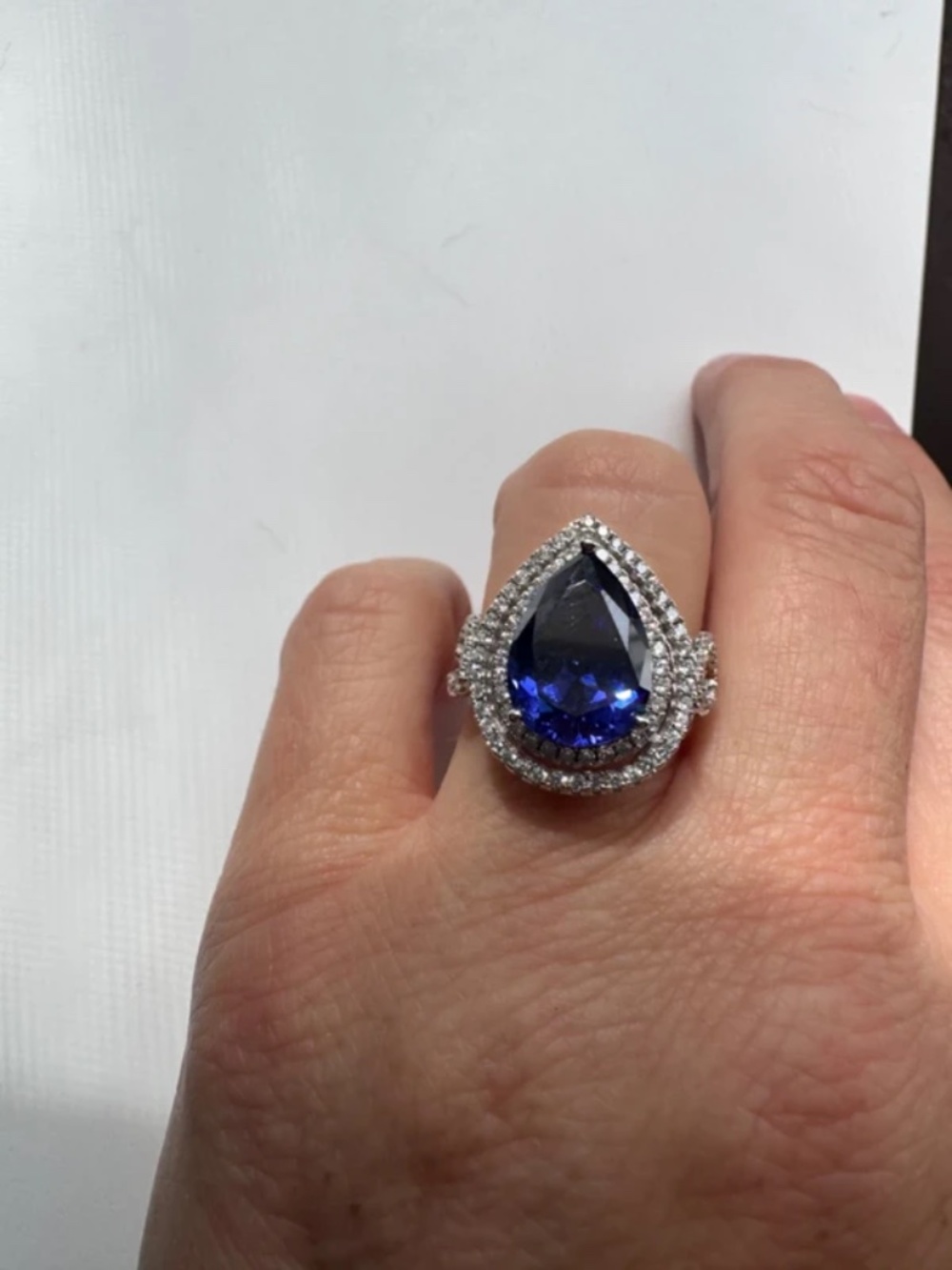 Bella Luce Esotica 925 Sterling Silver Pear Tanzanite and White Diamond Simulant